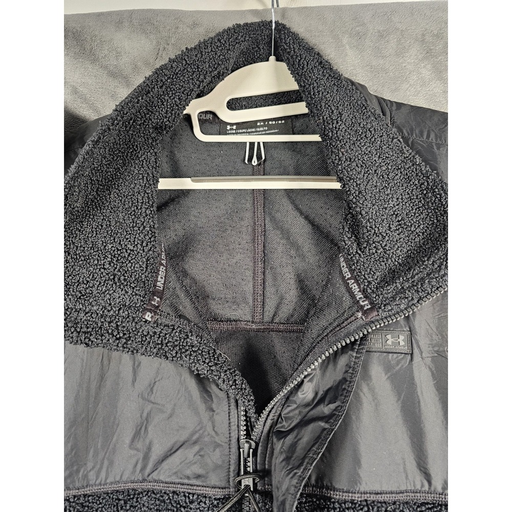 Under Armour Womens 2X Black Sherpa Teddy Fleece Full Zip Jacket 1368756 - Picture 4 of 12